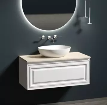 Тумба с раковиной Sancos Very 100 см, bianco, столешница бежевая, раковина CN6017MW