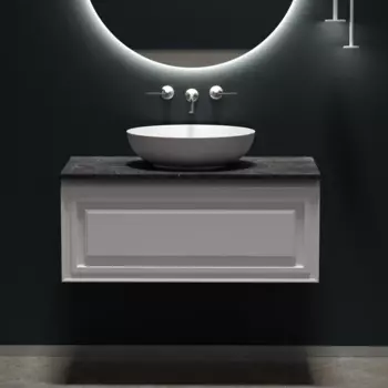 Тумба с раковиной Sancos Very 100 см, bianco, столешница черный мрамор, раковина CN6017MW