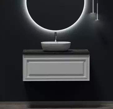 Тумба с раковиной Sancos Very 100 см, bianco, столешница черный мрамор, раковина CN6009