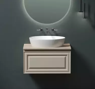 Тумба с раковиной Sancos Very 80 см, beige soft, столешница бежевая, раковина CN5018