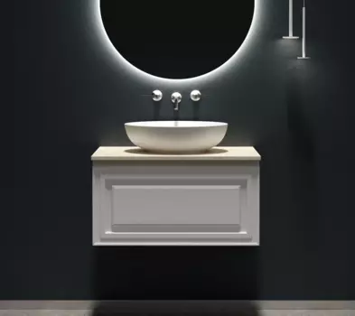 Тумба с раковиной Sancos Very 80 см, bianco, столешница бежевая, раковина CN6017MW