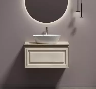 Тумба с раковиной Sancos Very 80 см, beige soft, столешница бежевая, раковина CN5005