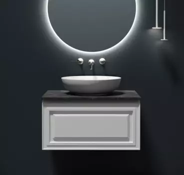 Тумба с раковиной Sancos Very 80 см, bianco, столешница черный мрамор, раковина CN6017MW