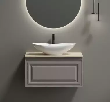 Тумба с раковиной Sancos Very 80 см, doha soft, столешница бежевая, раковина CN6015