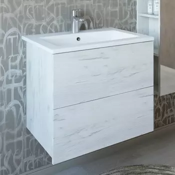 Тумба с раковиной Sanflor Чикаго 60, подвесная, дуб крафт белый