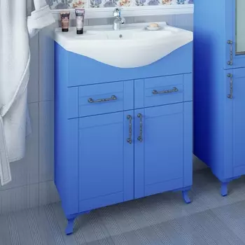 Тумба с раковиной Sanflor Глория 65, напольная, голубая