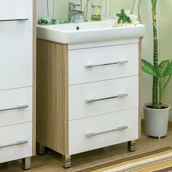 Тумба с раковиной Sanflor Ларго 70 вяз швейцарский, белая