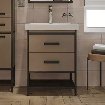 Тумба с раковиной Sanflor Норд 60 тауп с раковиной Grand 60