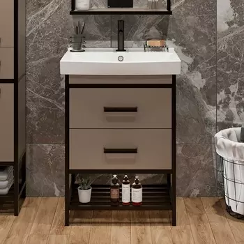 Тумба с раковиной Sanflor Норд 60 тауп с раковиной Strim 60