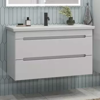 Тумба с раковиной Sanstar Адель 100 подвесная, белая, раковина Kirovit Фостер 100