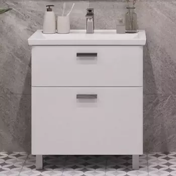 Тумба с раковиной Sanstar Gretta 60 напольная, белая, раковина Sanita luxe Fest 60