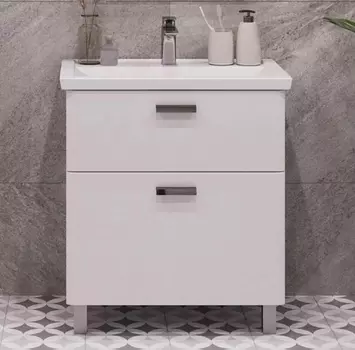 Тумба с раковиной Sanstar Gretta 60 напольная, белая, раковина Kirovit Фостер 60