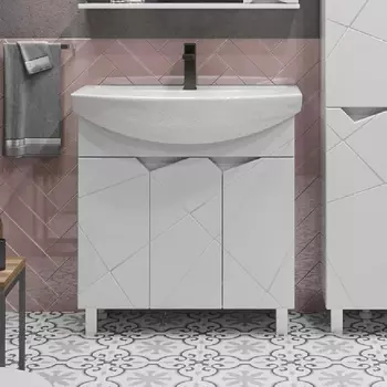 Тумба с раковиной Sanstar Каскад 80 белая