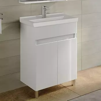 Тумба с раковиной Sanstar Квадро 50 напольная, белая, раковина Sanita luxe Fest 50