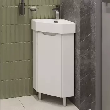 Тумба с раковиной Sanstar Лайн 35 угловая, напольная, белая, раковина Лайн 35