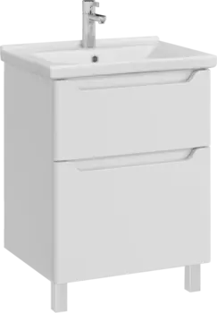 Тумба с раковиной Sanstar Lanciano 60 напольная, белая, раковина Миранда 60