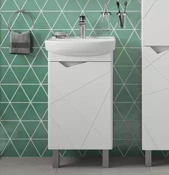 Тумба с раковиной Sanstar Линни 45 напольно-подвесная, белая