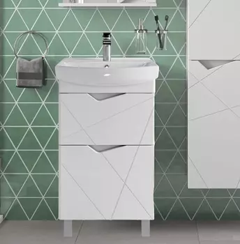 Тумба с раковиной Sanstar Линни 55 напольная, белая