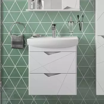 Тумба с раковиной Sanstar Линни 55 подвесная, белая