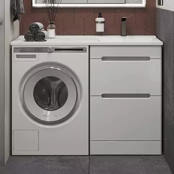 Тумба с раковиной Sanstar Толедо 60 напольная, белая, раковина Персона 120 R