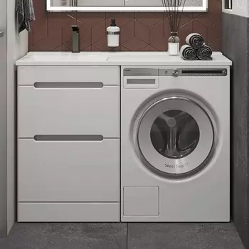 Тумба с раковиной Sanstar Толедо 60 напольная, белая, раковина Персона 120 L