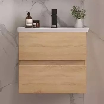 Тумба с раковиной Sanstar Тоскана 60 дуб сонома светлый, раковина Kirovit Фостер 60