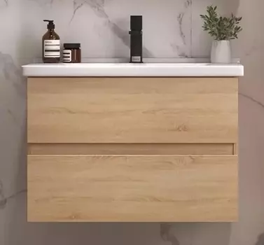 Тумба с раковиной Sanstar Тоскана 80 дуб сонома светлый, раковина Santek Миранда 80