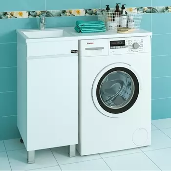 Тумба с раковиной СанТа Марс 100 над стиральной машиной, напольная, левая 900106.4