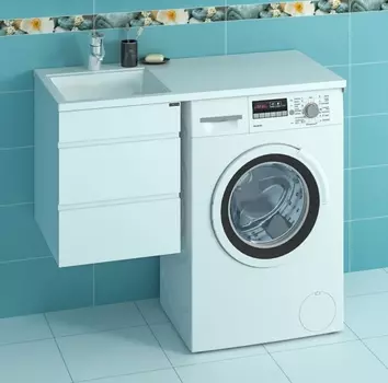 Тумба с раковиной СанТа Марс 100 над стиральной машиной, подвесная, левая 900106.3