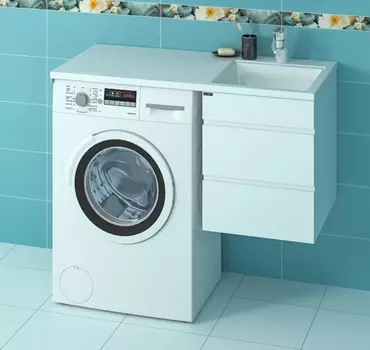 Тумба с раковиной СанТа Марс 100 над стиральной машиной, подвесная, правая 900107.3