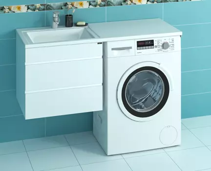 Тумба с раковиной СанТа Марс 120 над стиральной машиной, подвесная, левая 900104.3