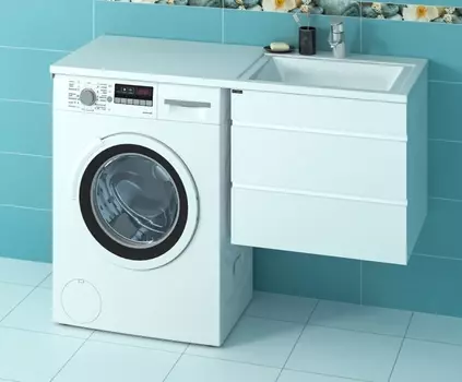 Тумба с раковиной СанТа Марс 120 над стиральной машиной, подвесная, правая 900105.3