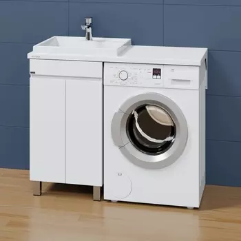 Тумба с раковиной СанТа Марс 48 L напольная, с дверками, для стиральной машины