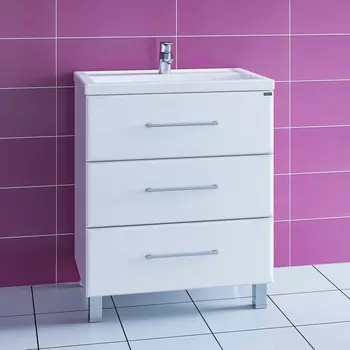 Тумба с раковиной СанТа Омега 70 напольная, 3 ящика