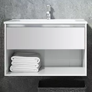 Тумба с раковиной Sanvit Контур 75 белая глянцевая