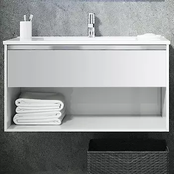 Тумба с раковиной Sanvit Контур 90 белая глянцевая