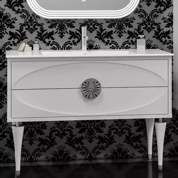 Тумба с раковиной Smile Ибица 120 белая, фурнитура хром