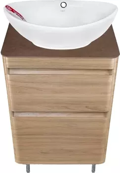 Тумба с раковиной Style Line Атлантика 60 Люкс Plus, напольная, ясень перламутр, бежевый темный