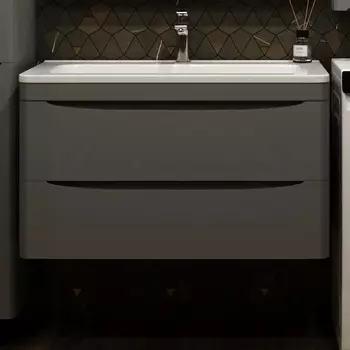 Тумба с раковиной Style Line Бергамо Мини 90 Люкс Plus подвесная, антискрейтч серая