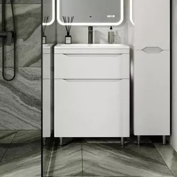 Тумба с раковиной Style Line Марелла 60 напольная, белый глянец