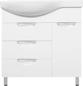 Тумба с раковиной Style Line Жасмин 82 R белая, с бельевой корзиной