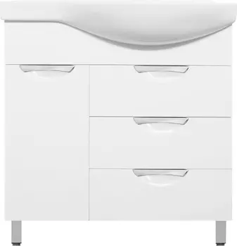 Тумба с раковиной Style Line Жасмин 82 L белая, с бельевой корзиной