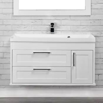 Тумба с раковиной ValenHouse Эйвори 100, подвесная, белая