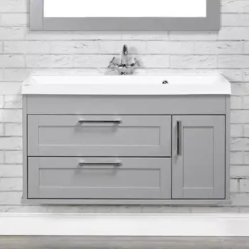 Тумба с раковиной ValenHouse Эйвори 100, подвесная, серая