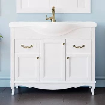 Тумба с раковиной ValenHouse Эллина 105 белая, фурнитура бронза