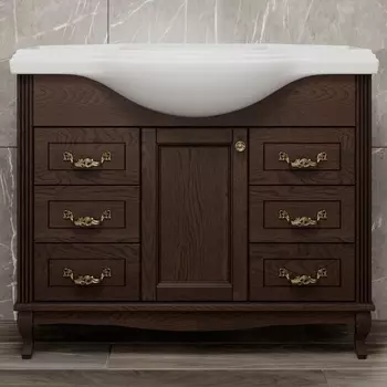 Тумба с раковиной ValenHouse Эллина 105 кальяри, 6 ящиков, 1 дверца, ручки бронза