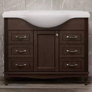 Тумба с раковиной ValenHouse Эллина 105 кальяри, 6 ящиков, 1 дверца, ручки хром