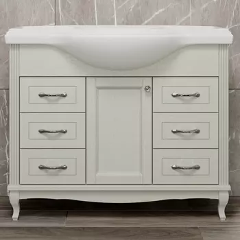 Тумба с раковиной ValenHouse Эллина 105 слоновая кость, 6 ящиков, 1 дверца, ручки хром