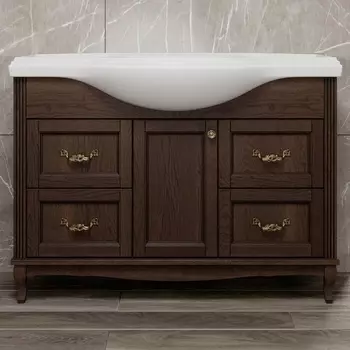 Тумба с раковиной ValenHouse Эллина 120 кальяри, 4 ящика, 1 дверца, ручки бронза