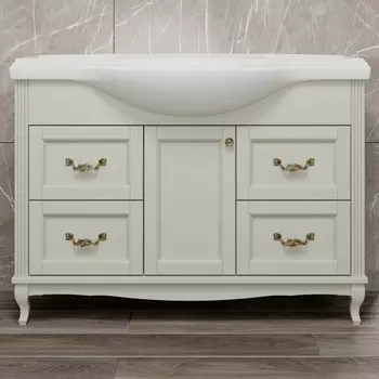 Тумба с раковиной ValenHouse Эллина 120 слоновая кость, 4 ящика, 1 дверца, ручки бронза